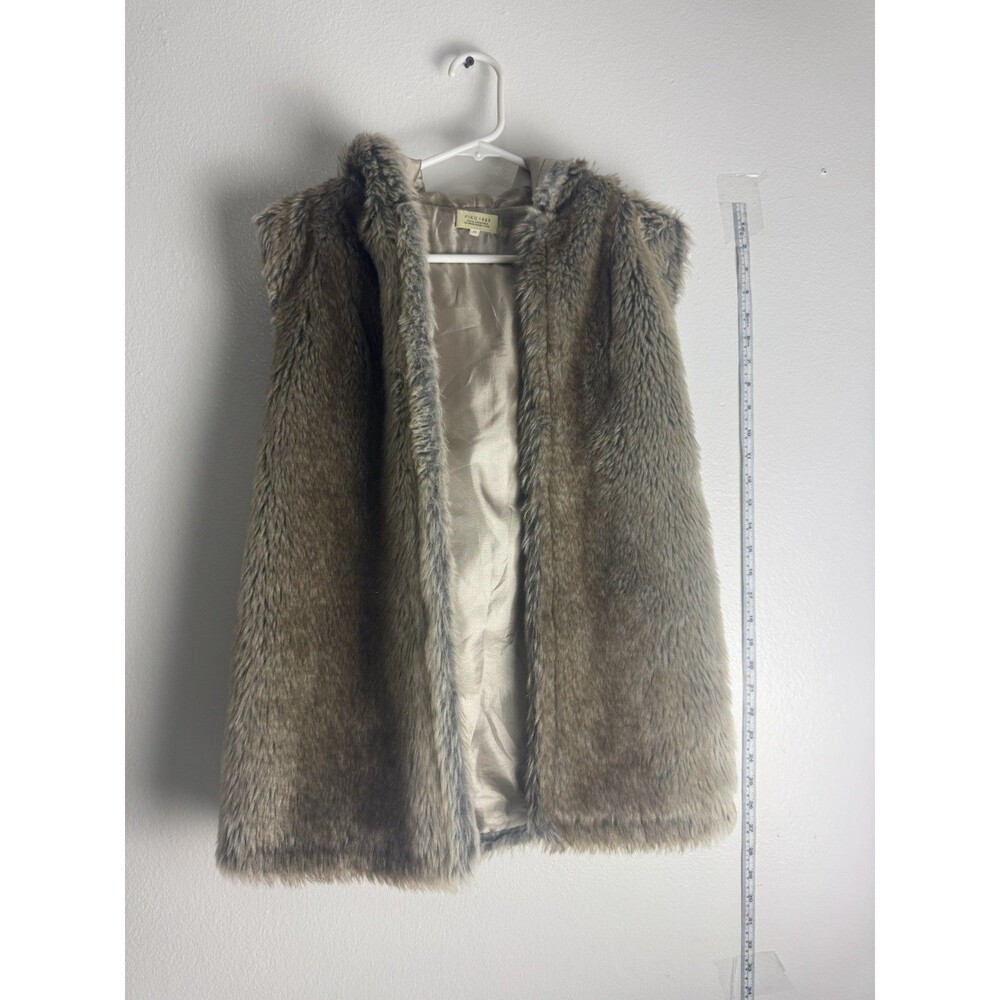 Piko 1988 Women’s Faux Fur Open Front Long Vest Beige Brown Size S